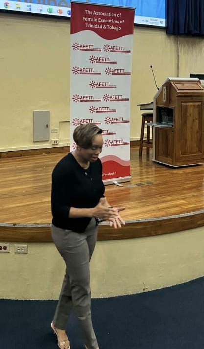 Nadia addresses female STEM students Nadia Buyer-Thomas, Breaking barriers in STEM, AFETT, UWI, 800TECH